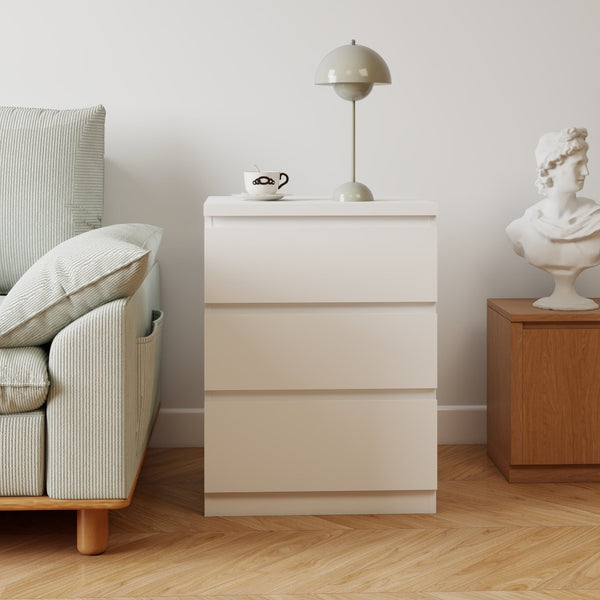 English Elm 19.7-inch Matte Finish Nightstand with Touch Release Drawers for Minimalist Bedrooms White W3151P407888