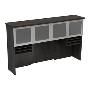 OSP Home Furnishings Tuxedo Contemporary Hutch with Aluminum Framed Glass Doors for Stylish Display Storage Glass/Aluminum TUXSGW-42
