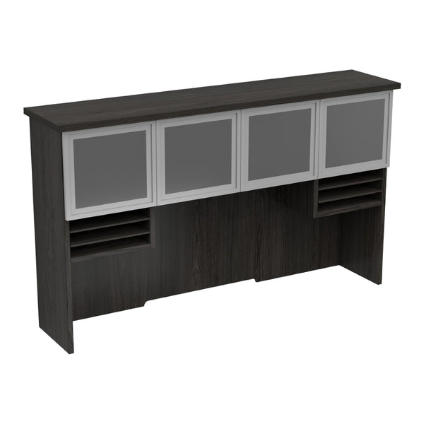 OSP Home Furnishings Tuxedo Contemporary Hutch with Aluminum Framed Glass Doors for Stylish Display Storage Glass/Aluminum TUXSGW-42