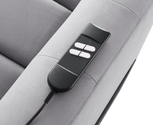 English Elm Freddie Gray Faux Leather Power Lift Recliner Gray with 2 Motors, 180° Lay-Flat, Remote Control B2726P404905