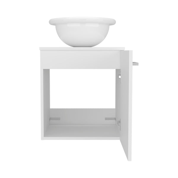English Elm Bathroom Sleek Single-Door Vanity with Integrated Sink — Modern Minimalist Engineered Wood Storage, Durable & Eco-Friendly White 26.38 L x 22.44 W x 11.42 H B097P296810