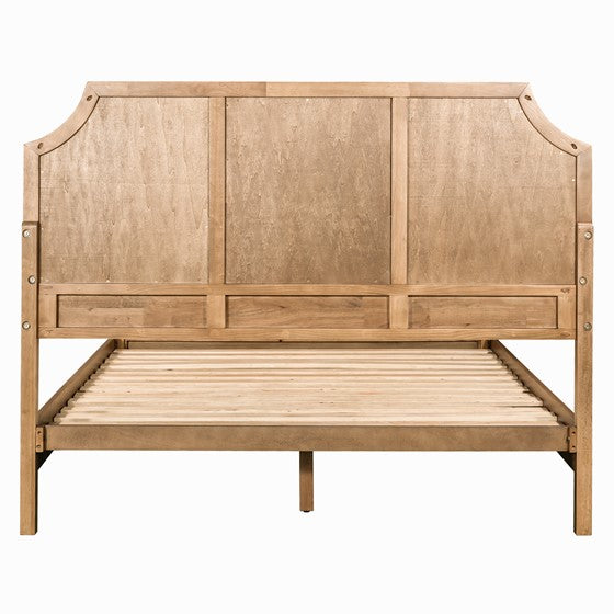 English Elm Woven Cane Queen Platform Bedframe with Toasted Almond Wood, 500 lb Capacity, 6" Clearance, 14 Slats B035S00061