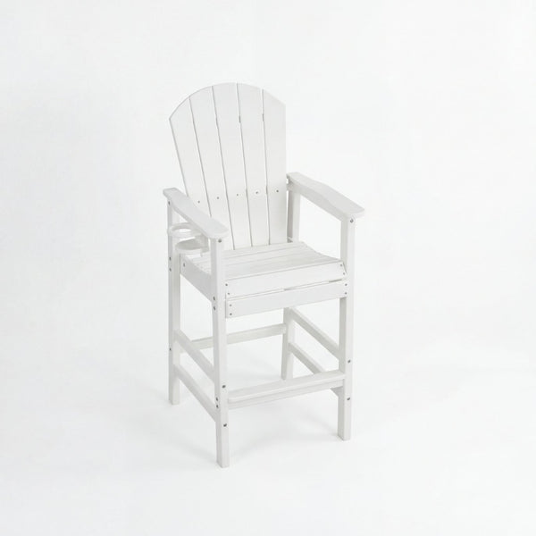 English Elm All-weather Hdpe Outdoor Bar Height Adirondack Chair with Armrests and Cup Holder White W3566P456544