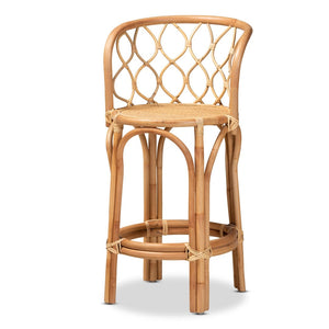 English Elm Modern Handwoven Rattan Counter Stool with Curved Back for Kitchen Island Seating B2750P470026