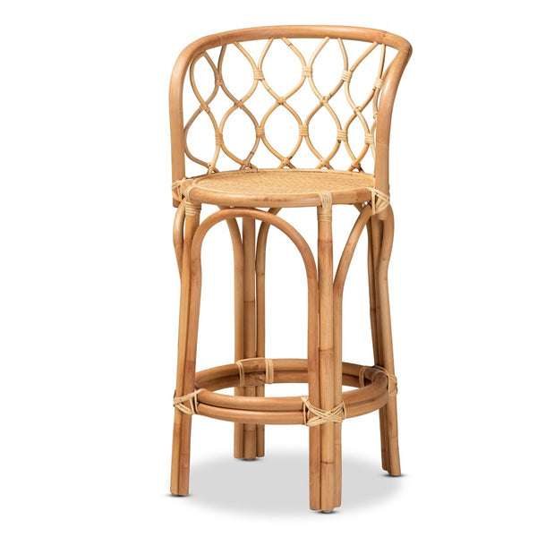 English Elm Modern Handwoven Rattan Counter Stool with Curved Back for Kitchen Island Seating B2750P470026