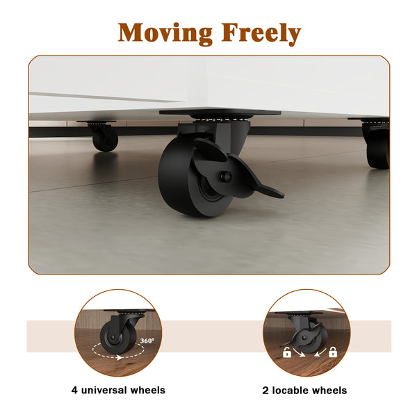 English Elm Kitchen Island With Wheels - Compact Mobile Cart For Crafting, Coffee, And Smart Storage Solutions W3062P289219