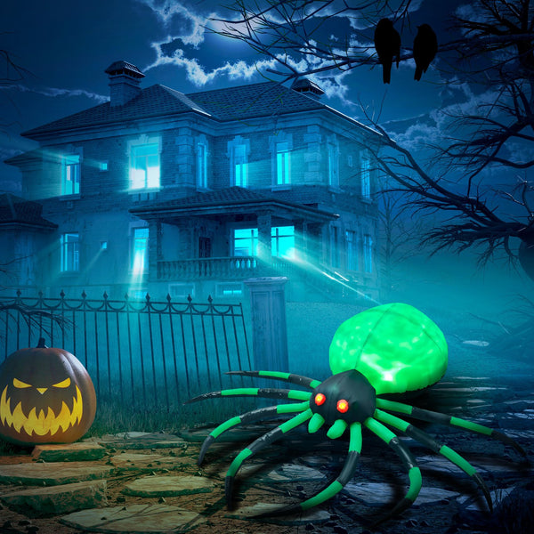 English Elm Homcom 6' Inflatable Halloween Spider Decor With Led Lights, Easy Setup, Waterproof For Lawn Fun W2225P229713