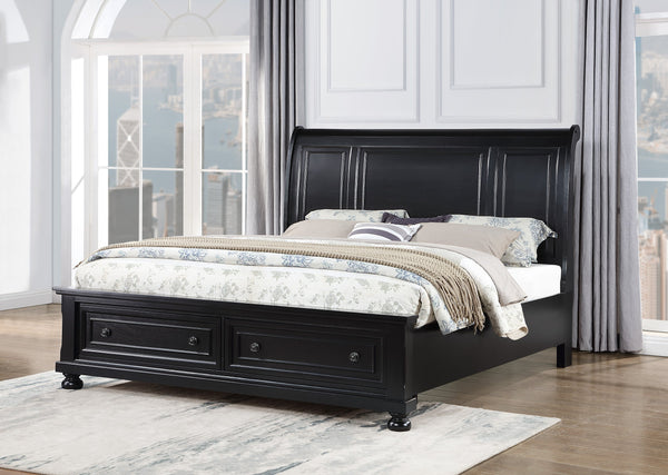 English Elm Meade Modern Black Wood Queen Bed With Storage Drawers - Stylish, Durable & Space-Saving Design B078S00569