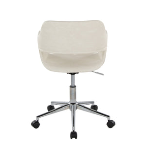 English Elm Margarite Contemporary Task Chair - Chrome Metal & Cream Faux Leather For Modern Workspaces Comfort B202P223921