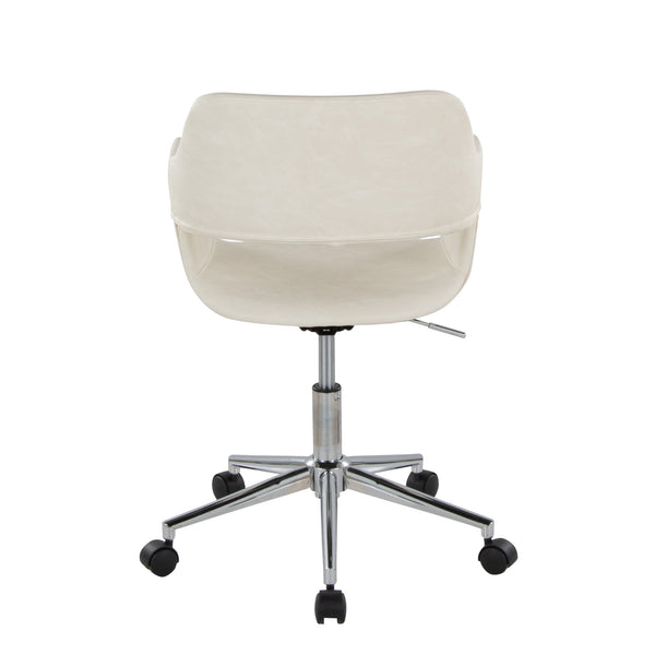 English Elm Margarite Contemporary Task Chair - Chrome Metal & Cream Faux Leather For Modern Workspaces Comfort B202P223921
