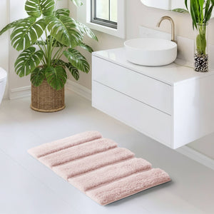 JLA Home Madison Park - Rug Madison Park Tufted Pearl Channel — Soft High-Low Stripe Bathroom Accent, Machine-Washable Luxury Blush MP72-5111