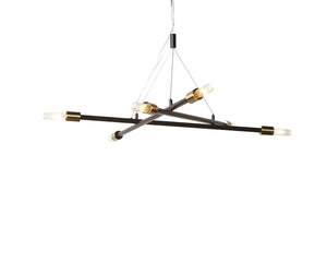 Sunpan KYLO Chandelier - Modern Minimalist Lighting with Black Metal & Brass Accents for Elegant Spaces 106788