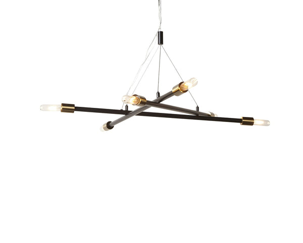 Sunpan KYLO Chandelier - Modern Minimalist Lighting with Black Metal & Brass Accents for Elegant Spaces 106788