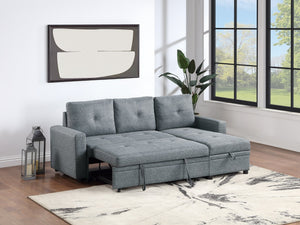 English Elm Black Polyfiber Convertible Sectional Sofa with Pull-Out Bed, Reversible Storage Chaise, 2-Pc Modern Living Room Seating B011S01020