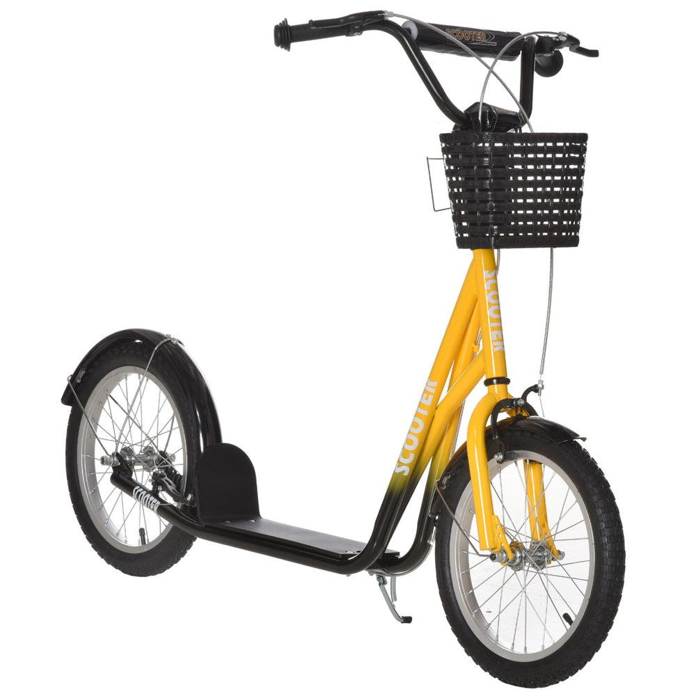 English Elm Aosom Kids Kick Scooter Steel Frame 16 Inch Tires Dual Brakes Basket Adjustable W2225P249786