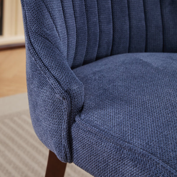 English Elm Rayon Plush High-Back Dining Chair Set with Rebound Sponge, Steel Springs & Curved Solid Wood Legs Blue W1143P190235