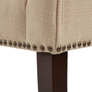 JLA Home Madison Park - 49.5" Welburn Upholstered Bench with Low Back, Nailhead Trim & Wood Legs for Entryway Seating Tan MP105-0543