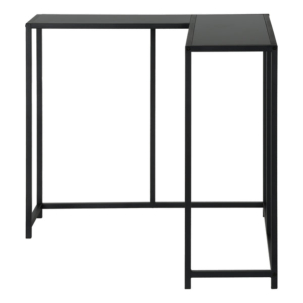 English Elm Accent Table - Modern L-Shaped Corner Console For Entryway, Living Room, Bedroom - Black Metal Finish B2710P218963