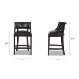 English Elm Paris 26.5 Farmhouse Counter Height Bar Stool With Backrest, Vintage Black Brown Faux Leather