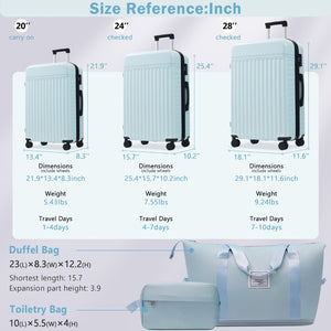 English Elm Luggage Set 5 Piece Abs Hardside Expandable Spinner Wheels Tsa Lock Travel Bags Light Blue N732P326115N