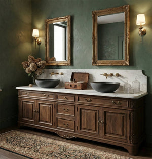 English Elm Luxury Solid Natural Marble Vessel Sink Round Matte Stone Basin Above Counter Vanity W1696P408023