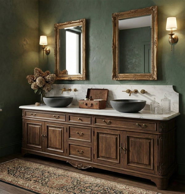 English Elm Luxury Solid Natural Marble Vessel Sink Round Matte Stone Basin Above Counter Vanity W1696P408023