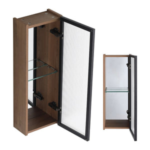 English Elm 10'' Floating Bathroom Mirror Cabinet Plywood Body Acrylic Door Adjustable Shelf W999P470297