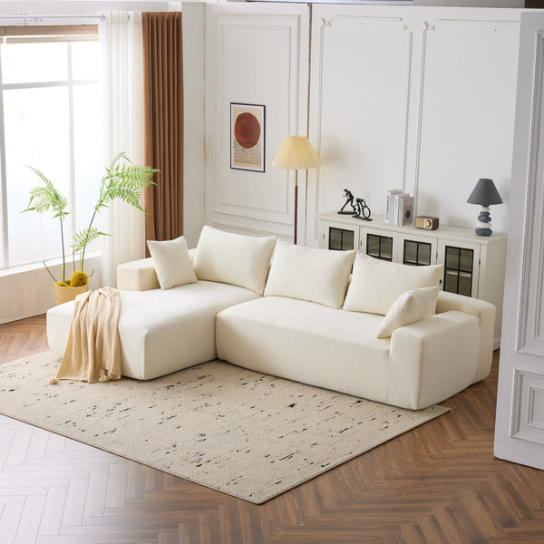 English Elm 108*68 Extra-Deep Modular Chenille Sofa - Cloud Comfort For 4, Fully Assembled White Sectional W1829S00060