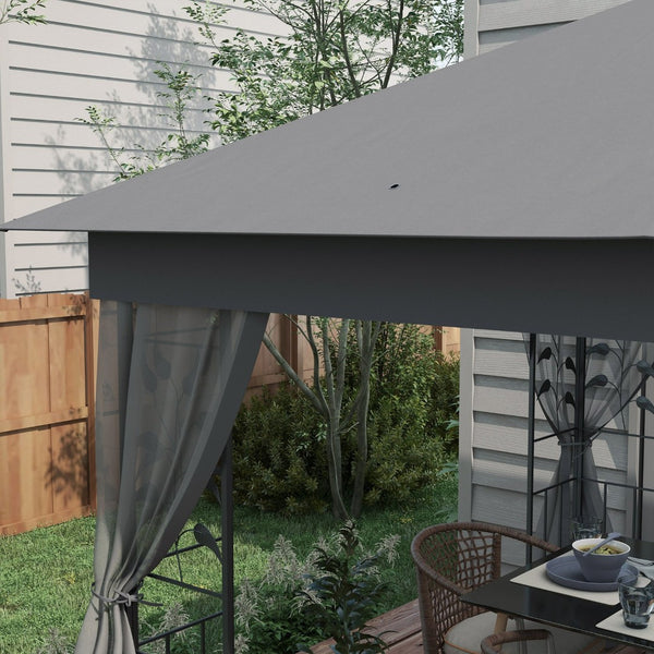 English Elm Outsunny 10' X 11.5' Double Roof Metal Patio Gazebo With Mesh Sides - Elegant Outdoor Canopy For Your Garden W2225P175524-GIGA