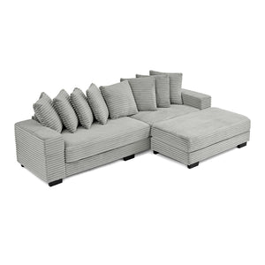 English Elm Corduroy Tufted Sleeper Sectional with Reversible Chaise for Modern Living Rooms W487S00367