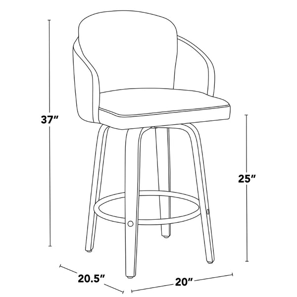 English Elm Fixed-height Swivel Counter Stools with Faux Leather Seats and Chrome Footrest Set of 2 Grey B202S01810