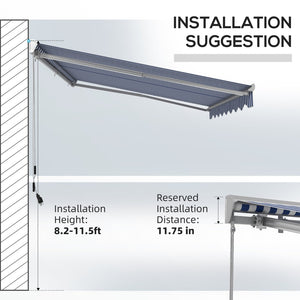 English Elm Outsunny 13' X 10' Electric Retractable Awning With Led Lights & Uv40+ Shade For Deck Or Yard W2225P200425-GIGA