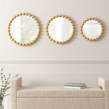 Madison Park Signature Marlowe Modern/Contemporary Gold Beaded Round Wall Mirror 3-piece set MPS95F-0041 Gold