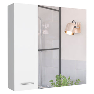 English Elm Medicine Double Door Cabinet with Mirror and External Shelf for Bathroom Storage, Sleek Durable Design White 28.74 L x 22.04 W x 5.51 H B097133011