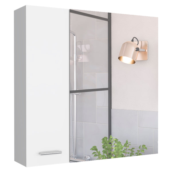 English Elm Medicine Double Door Cabinet with Mirror and External Shelf for Bathroom Storage, Sleek Durable Design White 28.74 L x 22.04 W x 5.51 H B097133011