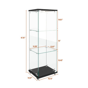 English Elm Modern Glass Display Cabinet With Led Lighting – Sleek, Quick-Assembly Design For Living Rooms & More W241P242906