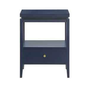 English Elm Olana Midnight Blue 1-Drawer Nightstand with Floating Top, Hidden Tray, Gold Pull & Spacious Shelf B050P376961