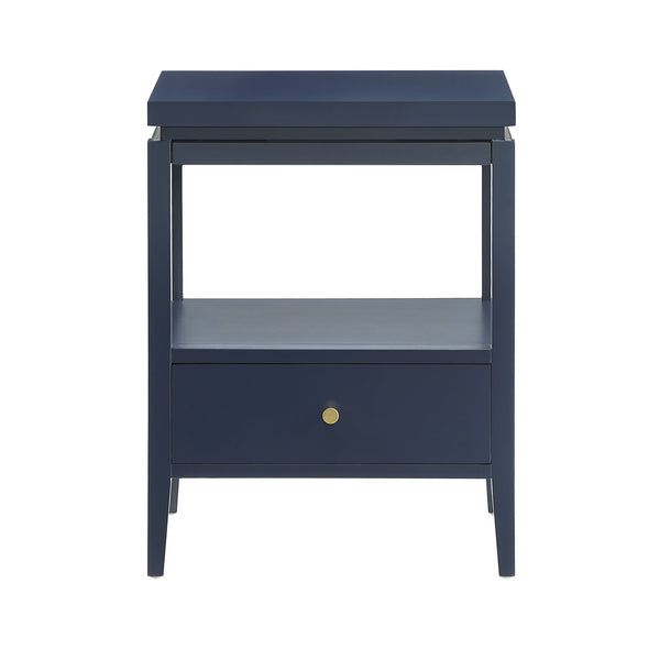 English Elm Olana Midnight Blue 1-Drawer Nightstand with Floating Top, Hidden Tray, Gold Pull & Spacious Shelf B050P376961