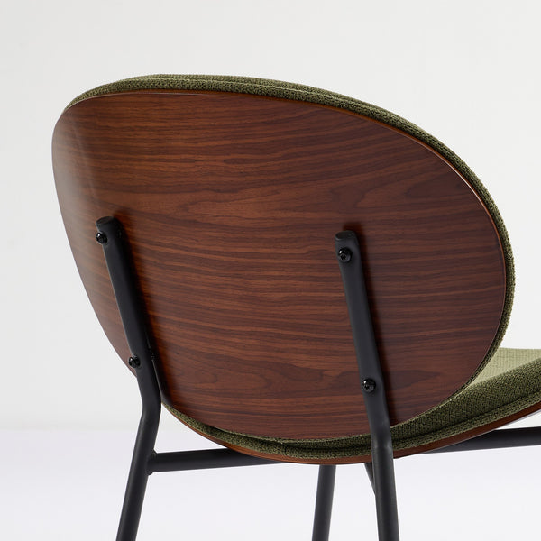 English Elm Mid-Century Shell Chair with Wood Grain Veneer, Curved Wide Seat, Metal-Wood Frame Holds 330+ lbs Green W1143P214256