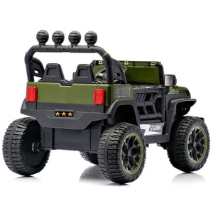 English Elm 24v Two Seat Kids Ride on Car with 4wd Motor Remote Control and Led Lights Green W509P378205