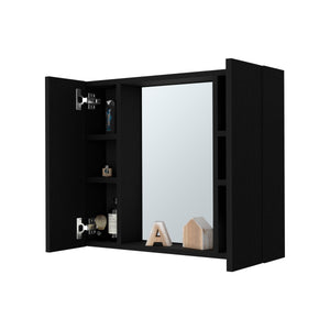 English Elm Draco Moisture-Resistant Medicine Cabinet with Mirror, Double Doors, External Shelf & 6 Interior Shelves B128P148704