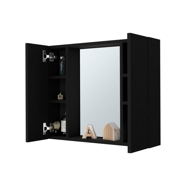 English Elm Draco Moisture-Resistant Medicine Cabinet with Mirror, Double Doors, External Shelf & 6 Interior Shelves B128P148704