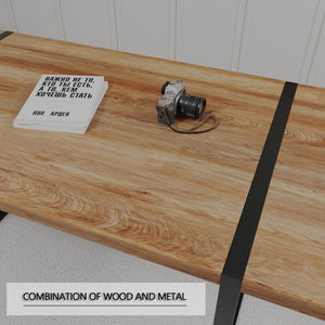 English Elm 59" Industrial Dining Set with Suede Chairs Matte Metal Base Mdf Table Seats Four Brown Grey W2189S00933