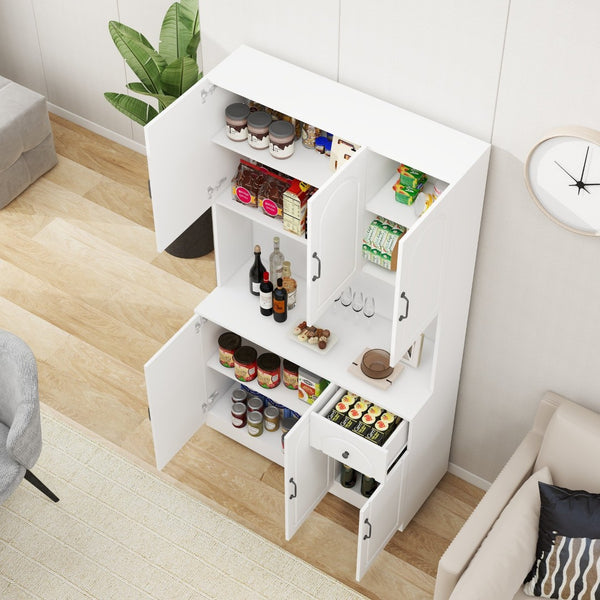 English Elm Kitchen Island with Extensible Wood Top Spice Towel Rack Storage on Casters W282S00034