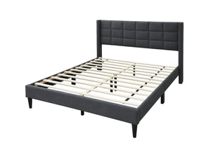 English Elm Modern Diamond Tufted Platform Bed Burlap Upholstered Frame for Loft Bedrooms Charcoal B011P418602