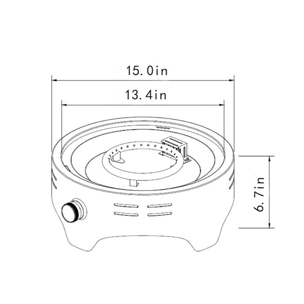 English Elm 15" Propane Tabletop Fire Pit 40,000BTU Steel Round with Lava Rocks, Quick-Connect Regulator & Lid W853P232639