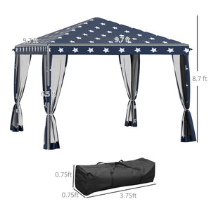 English Elm Outsunny 10' X 10' Instant Pop-Up Canopy Tent With Bug Netting, Adjustable Height, Carry Bag Included W2225P174277-GIGA