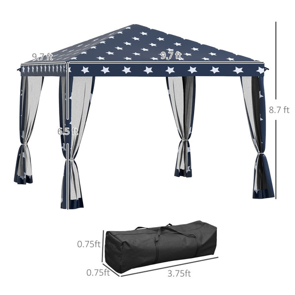 English Elm Outsunny 10' X 10' Instant Pop-Up Canopy Tent With Bug Netting, Adjustable Height, Carry Bag Included W2225P174277-GIGA