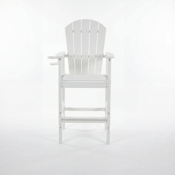 English Elm All-weather Hdpe Outdoor Bar Height Adirondack Chair with Armrests and Cup Holder White W3566P456544