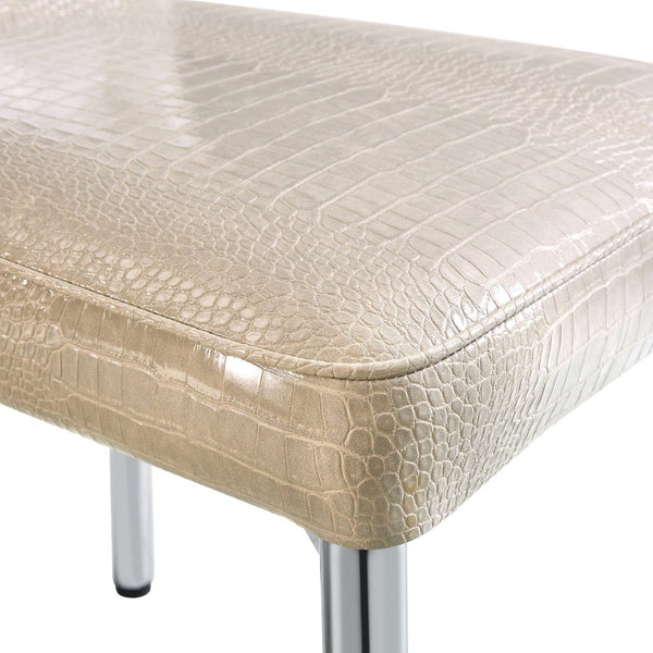 English Elm A Set of 2 Crystal Button Faux Leather Dining Chairs with Embossed Croc Texture Beige W3226P340250
